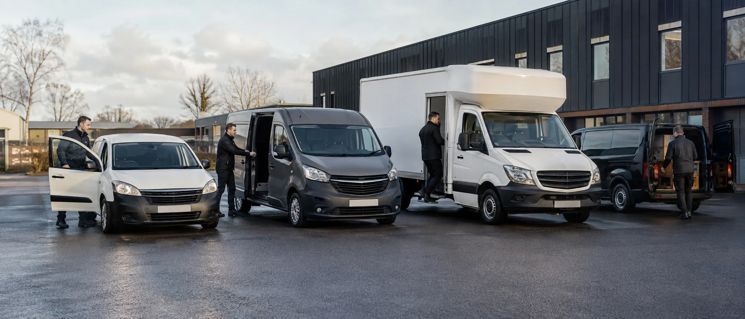 Business vans lined up
